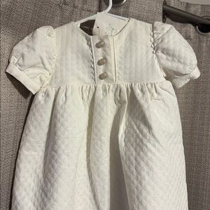 Marie Chantal Cream Textured Button-Front Dress